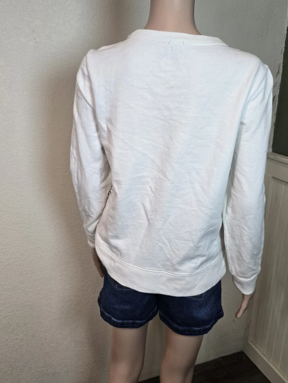 J Crew Sweater Sweatshirt Lace Detail White Long Sleeve Medium